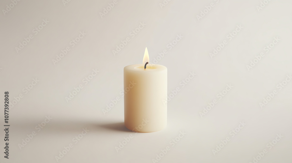 Single candle flame, small and detailed, isolated on white background Single candle flame, small and detailed, isolated on white background