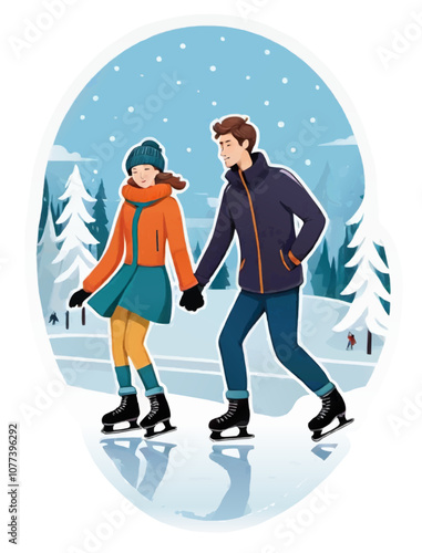 ice skating couple vector