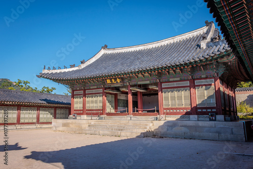 Seoul, South Korea - October 20 2024 "Beautiful architecture of Gyeongbokgung Palace in Seoul"