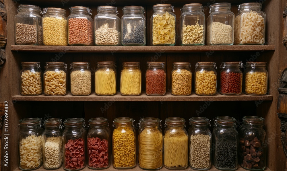 custom made wallpaper toronto digitalStorage jars filled with various grains and pasta on wooden shelves