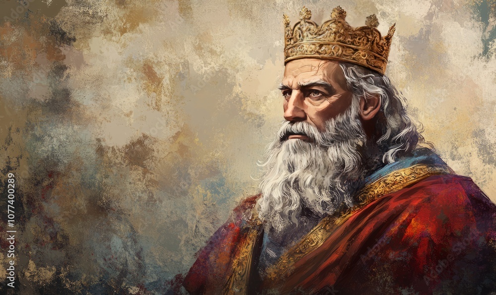 Fototapeta premium Portrait of the biblical King Solomon. Christian illustration