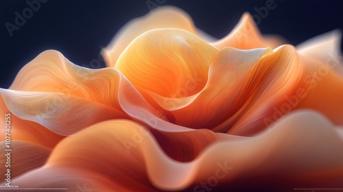 Abstract orange and white wavy flower shape with soft, flowing lines.