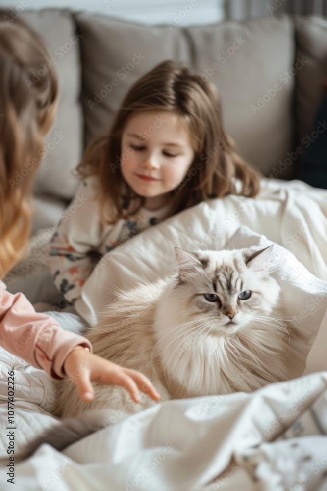 Family Managing Cat Allergies with Hypoallergenic Furniture Covers at Home Family Managing Cat Allergies with Hypoallergenic Furniture Covers at Home