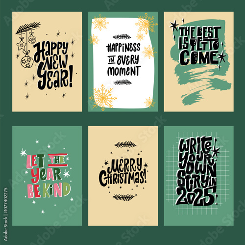 A set of 6 festive and inspiring hand-lettered holiday quotes. Perfect for creating posters, social media graphics, and home decor.