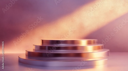 Rose Gold Circular Platform with Sunlit Background