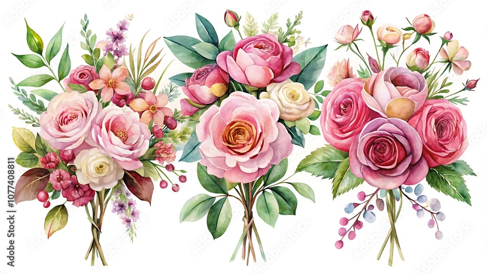 Watercolor Pink Flower Watercolor Pink Flower