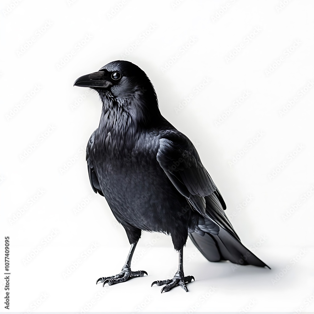 Fototapeta premium there is a black bird standing on a white surface