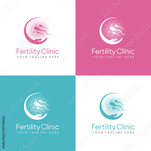 Fertility clinic logo. sperm symbols healthcare fertility pregnancy women. embryo logo design vector