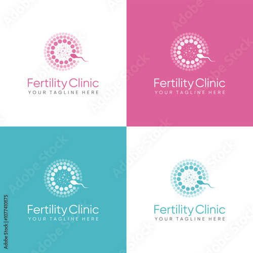 Fertility clinic logo. sperm symbols healthcare fertility pregnancy women. embryo logo design vector
