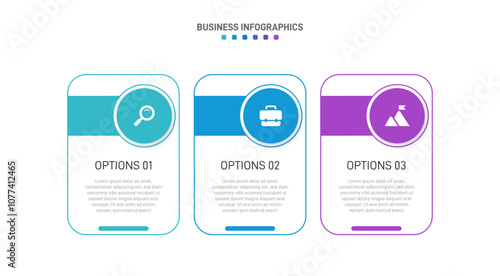 Horizontal progress bar featuring 3 arrow-shaped elements, symbolizing three six stages of business strategy and progression. Clean timeline infographic design template. Vector for presentation