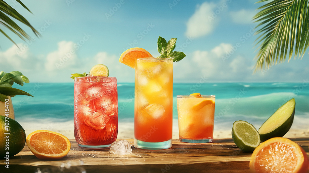 Obraz premium Tropical Summer Cocktails Beach Vacation Drinks