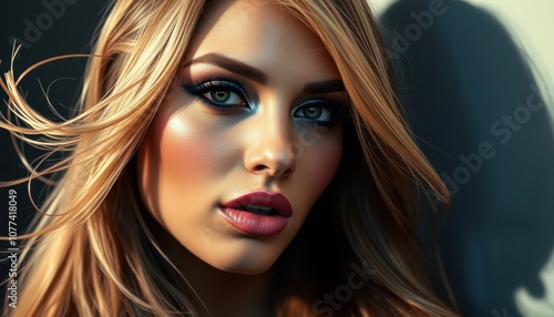 Wallpaper Mural Captivating Portrait of a Young Woman with Flawless Makeup and Radiant Skin Torontodigital.ca