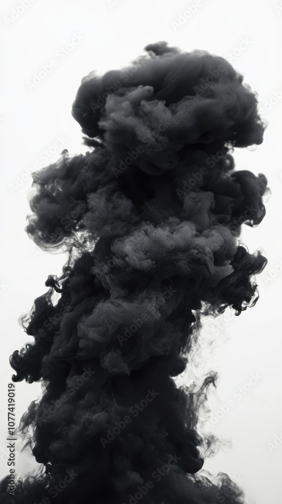 Thick black fog smoke on white background Thick black fog smoke on white background
