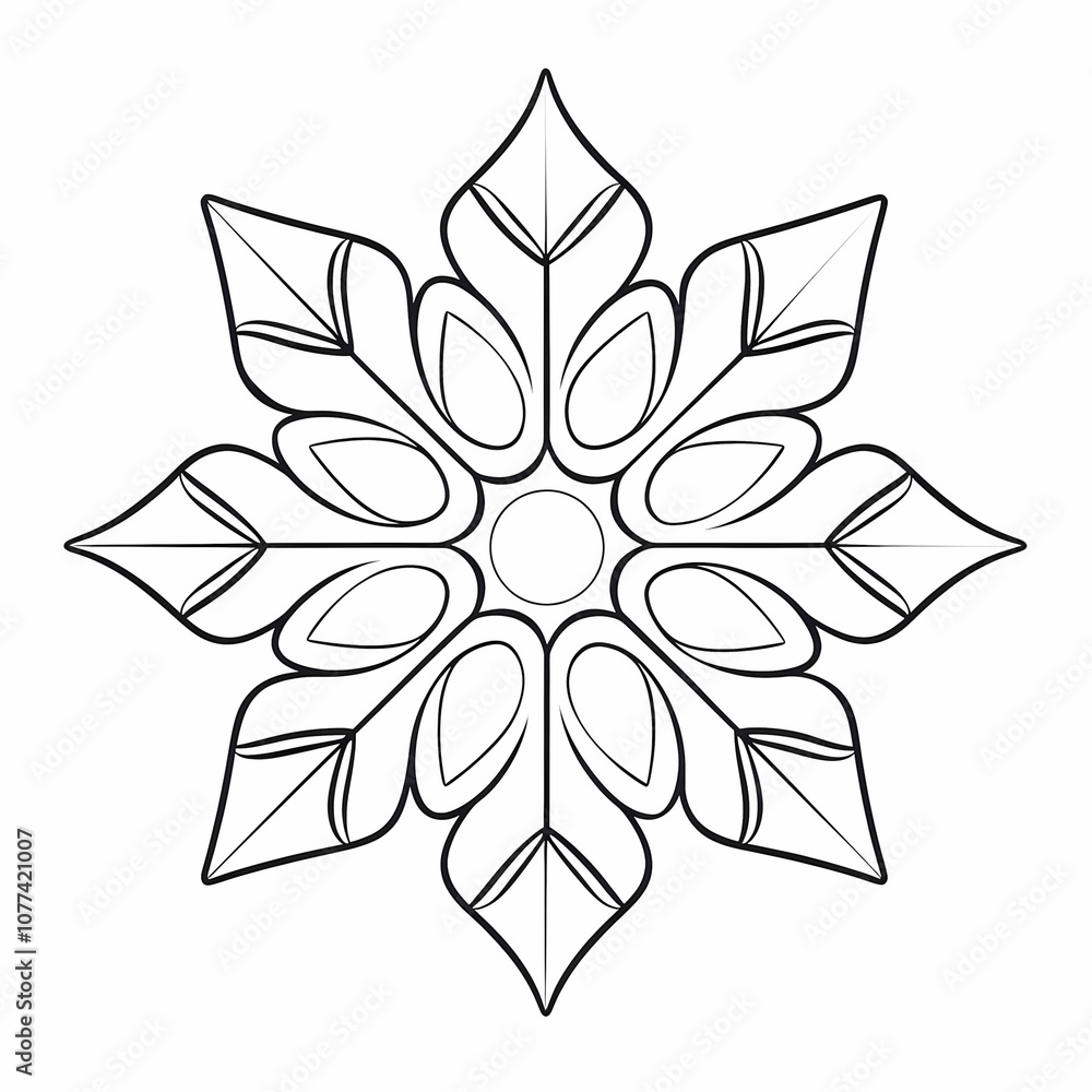 Drawing of snowflake black and white Drawing of snowflake black and white