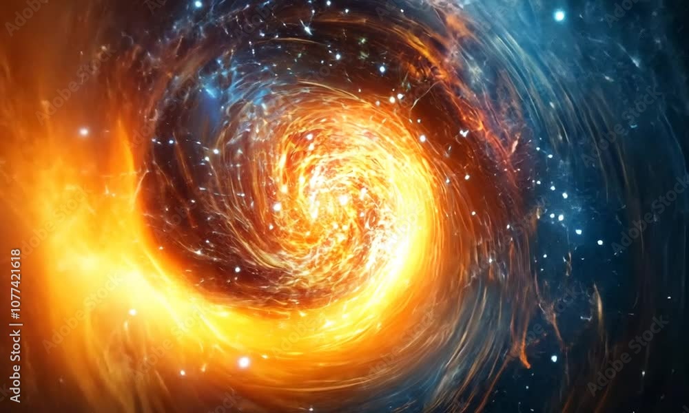 Spiral Galaxy with Orange and Blue Nebulae Spiral Galaxy with Orange and Blue Nebulae