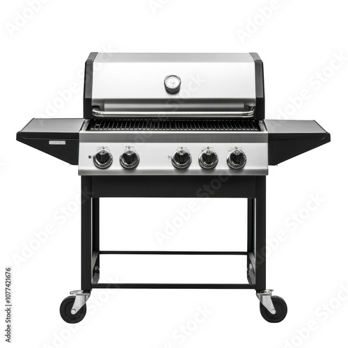 Sleek and Efficient Outdoor Gas Grill on Wheels