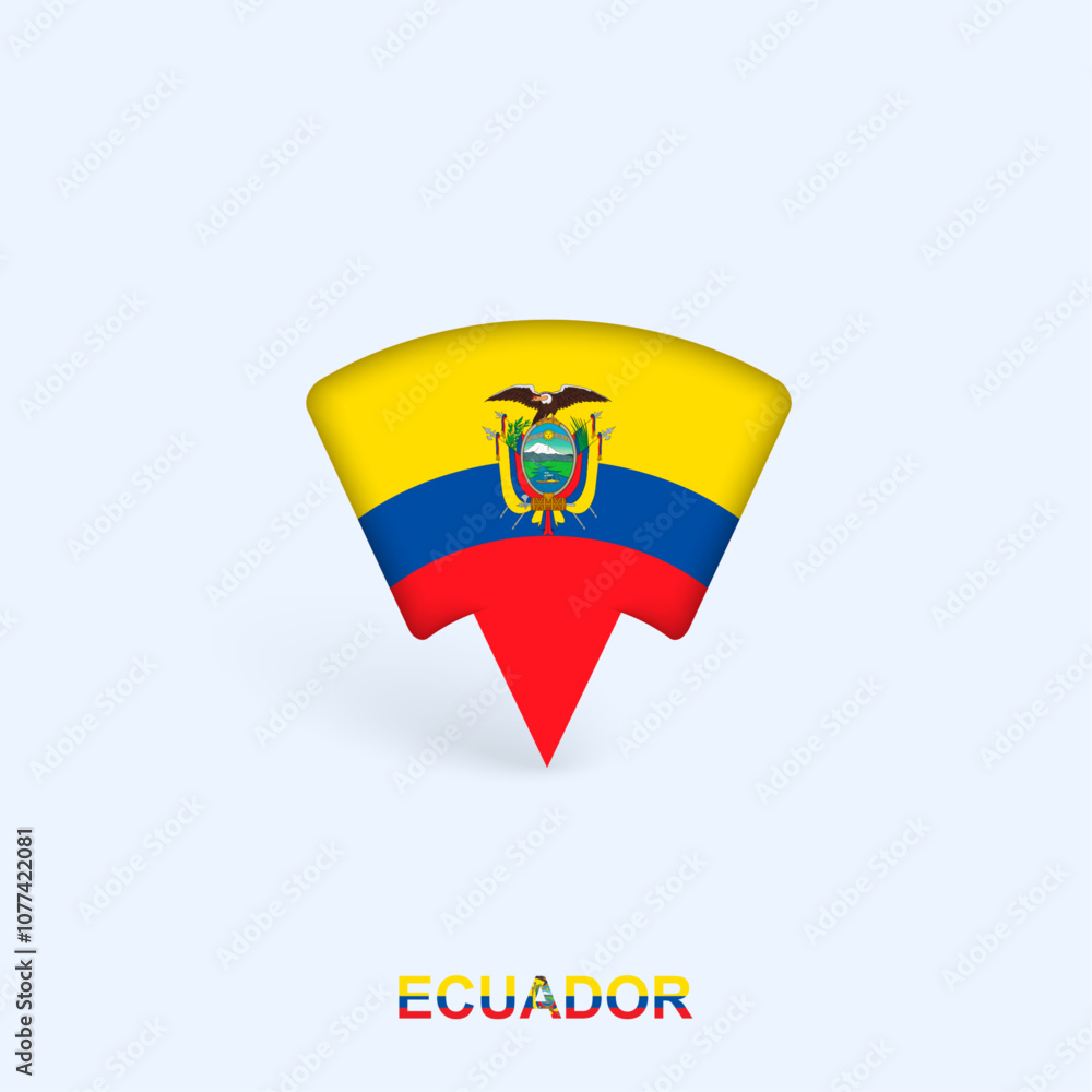Ecuador Flag Map Pointer Design with Shadow. Ecuador Flag Map Pointer Design with Shadow.