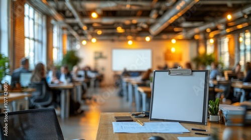Wallpaper Mural Clipboard with blank paper in a modern office. Torontodigital.ca