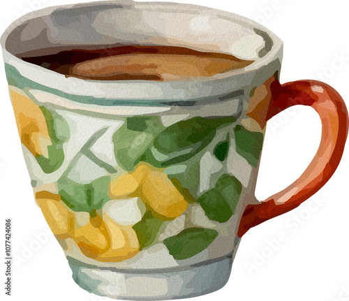 Vintage Floral Ceramic Mugs Watercolor Collection