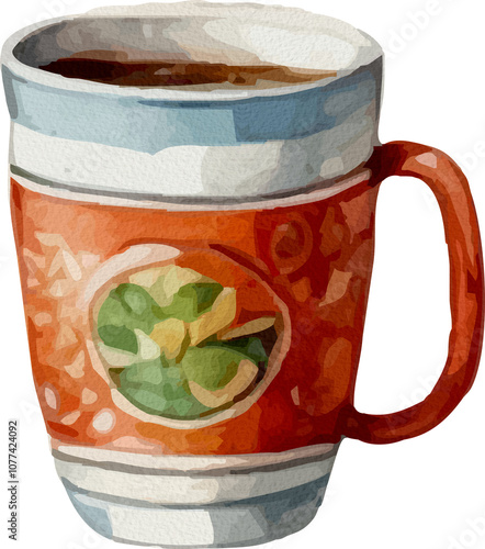 Vintage Floral Ceramic Mugs Watercolor Collection
