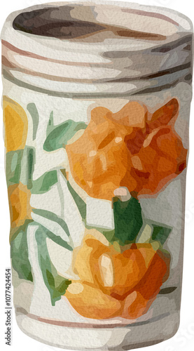 Vintage Floral Ceramic Mugs Watercolor Collection