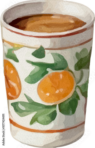 Vintage Floral Ceramic Mugs Watercolor Collection