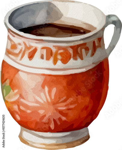 Vintage Floral Ceramic Mugs Watercolor Collection