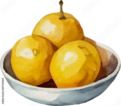 Yellow Lemon in a Bowl Watercolor