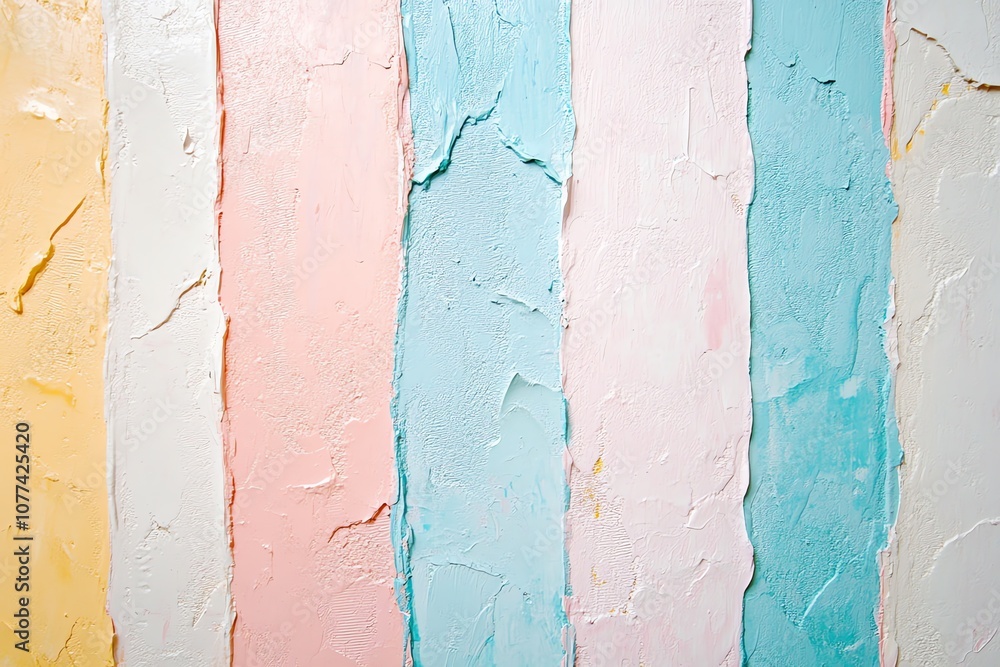Textured wallpaper with pastel stripes.