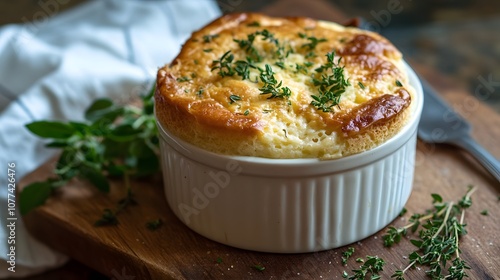 Savory cheese souffle with herbs