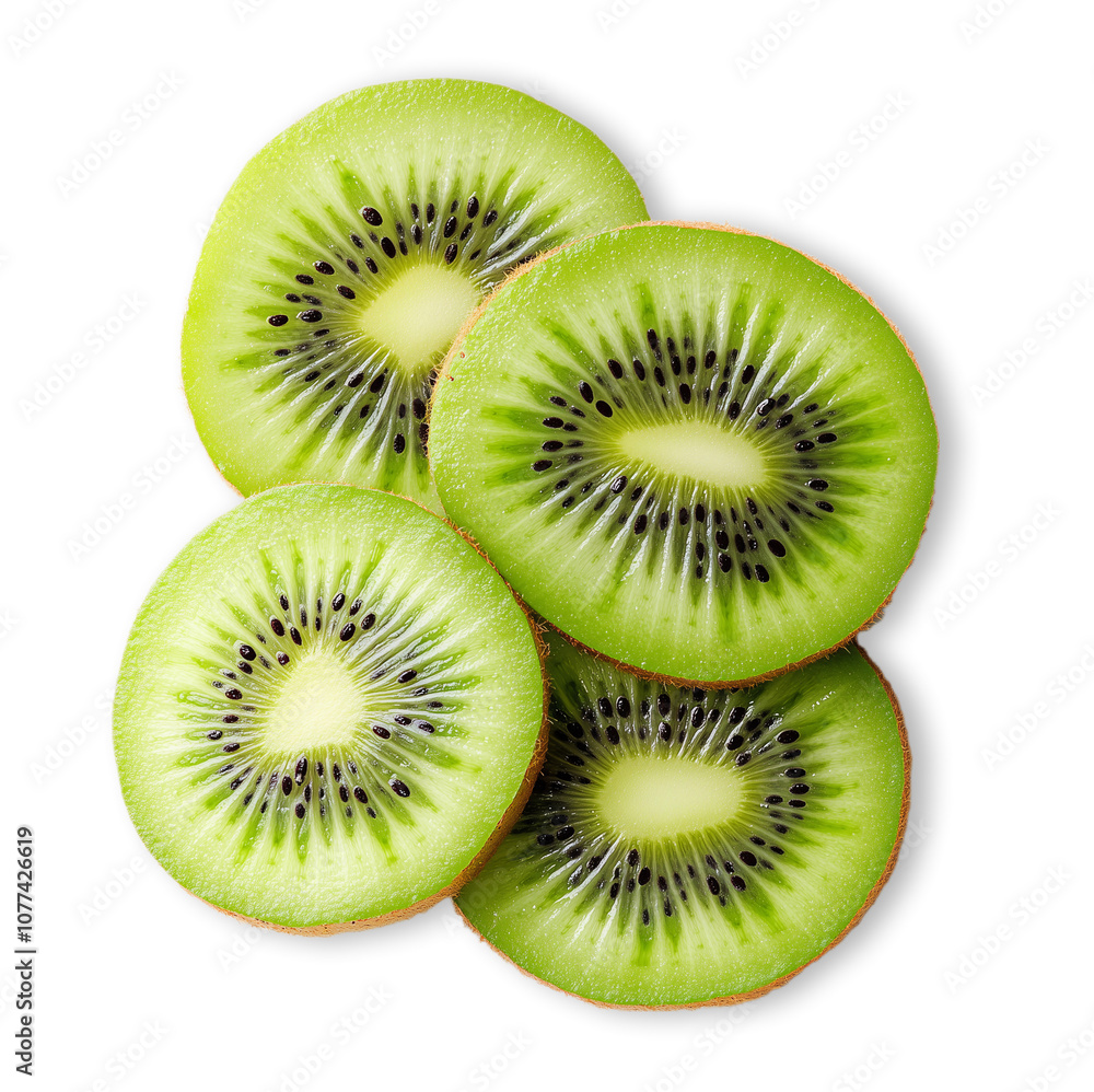 Fresh green kiwi fruit slices isolated transparent background Fresh green kiwi fruit slices isolated transparent background