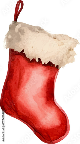 Winter Holiday Christmas Stocking Watercolor