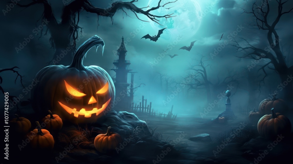 Spooky Halloween Night in a Haunted Forest Spooky Halloween Night in a Haunted Forest