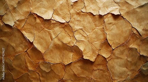 Close-up of crumpled brown paper with a textured surface.