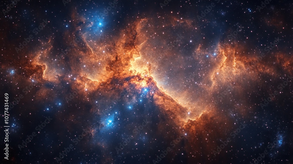 A vibrant nebula in space, filled with swirling gas and dust, illuminated by bright stars, showcasing the beauty of the cosmos. A vibrant nebula in space, filled with swirling gas and dust, illuminated by bright stars, showcasing the beauty of the cosmos.