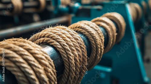 Factory setting shot of a nylon rope making machine