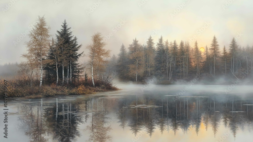 Misty Lake Surrounded by Trees
Misty Lake Surrounded by Trees