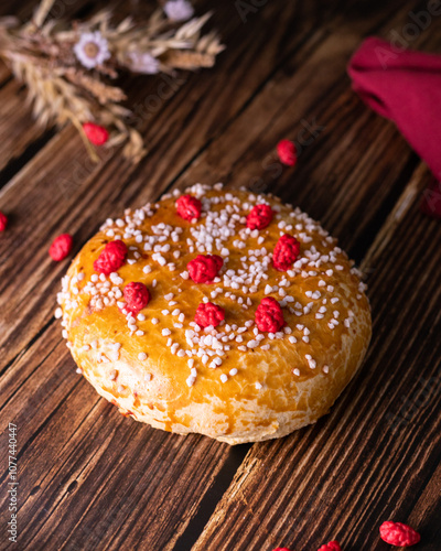 Foto Brioche aux pépites de sucres et aux pralines roses