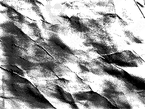 Grunge rough distressed background with halftone texture. Overlay dirty urban aged bg in crumpled paper style. Grungy noisy vector illustration for abstract retro distressed effect