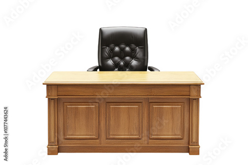 Executive Wooden Desk with Leather Chair in Modern Office