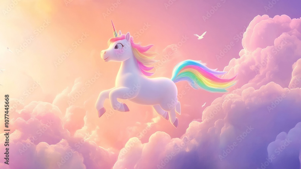 running rainbow unicorn in sky world with pastel colors' running rainbow unicorn in sky world with pastel colors'