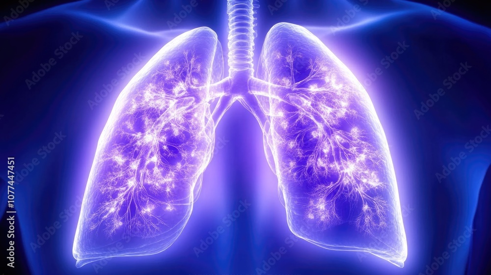 Illuminated lungs visualizing asthma concept for medical awareness and education