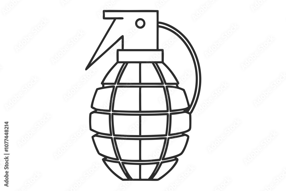 Hand Grenade Vector Illustration Detailed Line Drawing Design Hand Grenade Vector Illustration Detailed Line Drawing Design