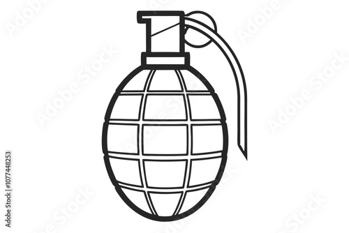 Hand Grenade Vector Illustration Detailed Line Drawing Design photo