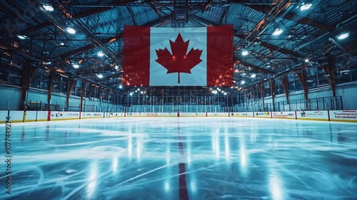 Canadian flag at indoor hockey rink