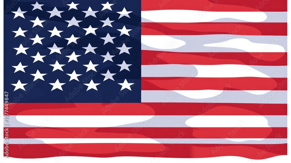 Obraz premium Vibrant artistic representation of the american flag: stars and stripes in bold colors