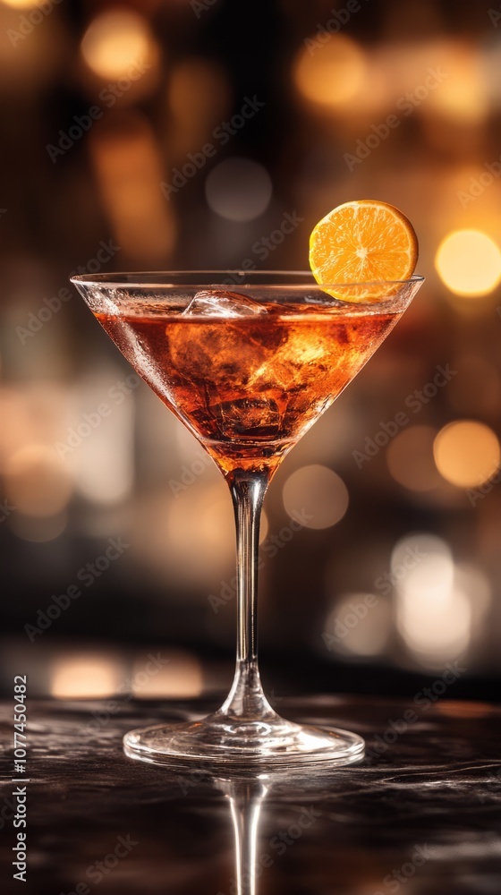 Elegant glass of pink liqueur with a glossy Elegant glass of pink liqueur with a glossy