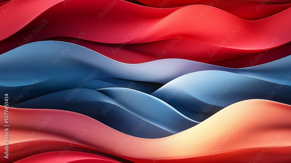 Vibrant waves: abstract flowing layers of red, blue, and orange Vibrant waves: abstract flowing layers of red, blue, and orange