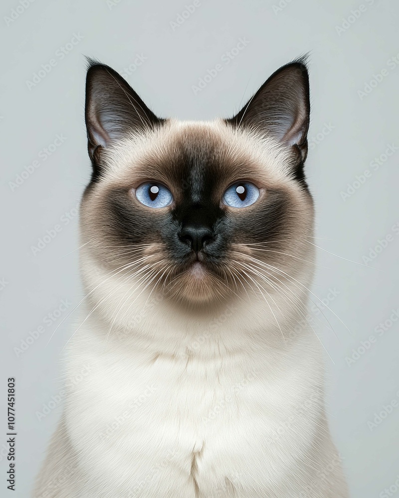 High-Resolution Close-Up Portrait of a Siamese Cat with Striking Blue Eyes and Detailed Fur Texture
High-Resolution Close-Up Portrait of a Siamese Cat with Striking Blue Eyes and Detailed Fur Texture
