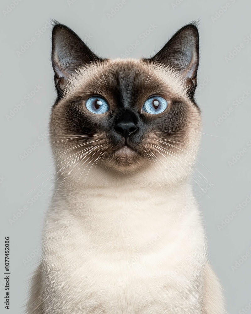 High-Resolution Close-Up Portrait of a Siamese Cat with Striking Blue Eyes and Detailed Fur Texture
High-Resolution Close-Up Portrait of a Siamese Cat with Striking Blue Eyes and Detailed Fur Texture
